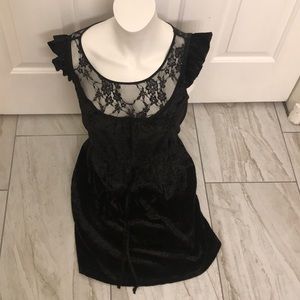 Black Velour Mini Dress size M